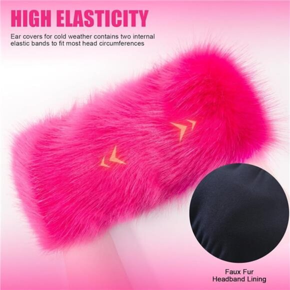 Faux Fur Headband for Women Rose - Picture 3 of 6